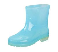 Bottes en caoutchouc pour femme - Bottes mi-hautes confortables - Pieds larges - Chaussures de jardin élastiques - Élégantes et tendance - Confortables et respirantes - Antidérapantes, bleu ciel, 35
