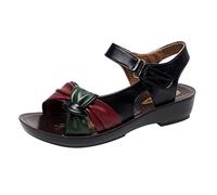 Bottes en caoutchouc pour femme - Chaussures d'été tendance - Sandales compensées confortables - Grandes tailles - Sandales argentées pour femme, Noir , 35 EU