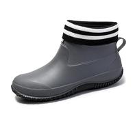 Bottes en caoutchouc pour femme - Couleur unie - Courtes - Imperméables - Antidérapantes - Pour femme, gris, 35 EU
