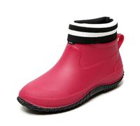 Bottes en caoutchouc pour femme - Couleur unie - Courtes - Imperméables - Antidérapantes - Pour femme, Rose, 35 EU