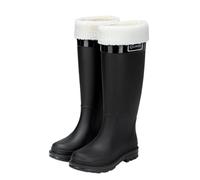 Bottes en caoutchouc pour femme - En silicone - Doublure chaude - Imperméables - Antidérapantes - Pour l'hiver - Usage quotidien, Noir 01, 40 EU