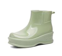 Bottes en caoutchouc pour femme - Imperméables - Tige basse - Renforcées - Antidérapantes - Couleur unie - Chaussures de jardin pour la saison des pluies - Matériau épais, vert, 40 EU
