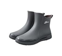 Bottes en caoutchouc pour homme - Courtes - Chaussures de pluie imperméables et antidérapantes - Confortables - En caoutchouc léger - Chaussures d'extérieur décontractées à enfiler, gris, 42 EU