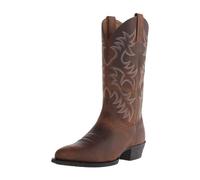 Bottes en caoutchouc pour homme - Taille 42 - Style western vintage - Bout pointu - Brodées - Chaussures de cowboy - Bottes de travail à mollet large - Bottes mi-mollet pour femme - En daim, marron,
