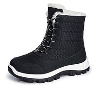 Bottes en coton pour femme - Bottes d'hiver longues - Grandes tailles - Bottes de neige doublées et renforcées - Protection contre le froid - En coton - Isolantes, Noir 01, 37.5 EU
