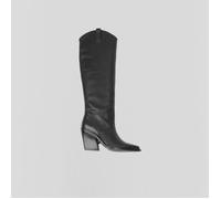 Bottes en cuir femme - Bronx - New-Kole - Talons aiguilles - Noir - Hauteur 8cm 38