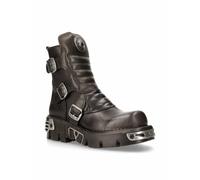 Bottes En Cuir NEW ROCK Noir Boucles Buckle Unisexe M.1482X-S1