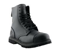 Bottes En Cuir Noir Grinders Stag À 10 Yeux Avec Embout En Acier Militaire Punk
