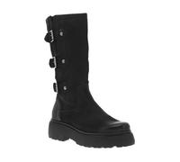 Bottes en cuir noires à semelle à talon compensé bas et boucles décoratives 38