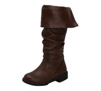 Bottes en cuir pour femme - Style vintage et élégant - Style médiéval | Bottines viking pirates gothiques à talons hauts pour femme Bottes d'hiver à tige longue avec boucle à anneau