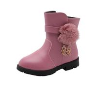 Bottes en Cuir pour Fille Girls and Boys Children's Casual Shoes Mesh Soft Sole Breathable Sports Short Boots Fille Bottines Bout Divisé (Pink, 35 Big Kids)