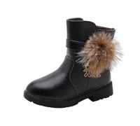 Bottes en Cuir pour Fille Girls and Boys Children's Casual Shoes Mesh Soft Sole Breathable Sports Short Boots Fille Bottines Bout Divisé (Black, 27 Little Child)