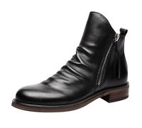 Bottes en cuir pour homme avec fermeture éclair latérale, chaussures classiques en cuir haut de gamme, bottines sans lacets en cuir, chaussures de costume antidérapantes, imperméables, élégantes