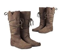 Bottes en Cuir PU - Bottes Chevaliers Mid Tube à Talon Bas - Renaissance Medieval Cosplay Boots pour Cosplay Carnival Party,Gris,44