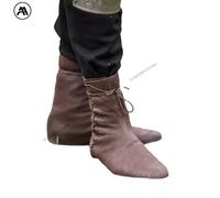 Bottes en cuir PU pour hommes, chasseur, prince, viking, gothique, pirate, accessoires de carnaval médiéval, chaussures à bandage, costumes de cosplay noir