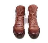 Bottes En Cuir PU Vintage Médiéval, Double Fermeture Éclair Latérale Antidérapante Bottes, Chaussures De Chevalier À Tête Ronde De Mode Renaissance Parties Costumes,Marron,42