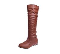 Bottes en cuir synthétique pour femme - Avec cale - Bottes hautes au genou - Bottes longues à enfiler - Bottes d'hiver élégantes - Augmentation de la hauteur intérieure - Bottes de chevalier en cuir