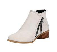 Bottes en daim à talon carré large avec fermeture éclair pour femme, bottes western à talon épais, bottes confortables en similicuir doux, chaussures habillées glamour scintillantes pour la marche