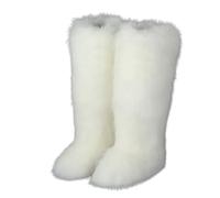 Bottes en daim pour femme - Légères et faciles à nettoyer - Pour le bureau, la promenade à la campagne, le bureau, la marche - En daim - Talon bloc - Large mollet, blanc, 51 EU