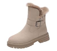Bottes en Daim pour Femmes avec Talon Large et Doublure Chaude Bottes de Neige Femme Bottines Imperméabl Chaussures Hiver Fourrées Chaude Boots Antidérapantes pour un Look Décontracté et Élégant