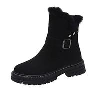 Bottes en Daim pour Femmes avec Talon Large et Doublure Chaude Bottes de Neige Femme Bottines Imperméabl Chaussures Hiver Fourrées Chaude Boots Antidérapantes pour un Look Décontracté et Élégant