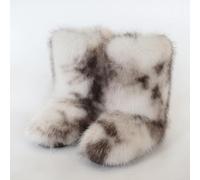 Bottes en Fausse Fourrure, Chaussures d'hiver pour Femmes, Bottes de Neige Douces et Chaudes pour Femme, mi-Mollet, Confortables, Plates, pour l'extérieur f2 European-size-39⅓