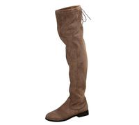 Bottes en peluche Genou pour femmes Européennes et étrangères Couleur Unie Automne et Hiver Bottes Courtes Basses, kaki foncé, 38 EU