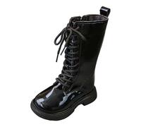 Bottes Enfant 27 - Longues pour Filles De Neige Mi-Mollet Chaudes d'hiver avec Semelle Antidérapante Synthétique pour Les Tout-Petits Et Les Enfants Qui Jouent en Plein Air (Black 30 Little Child)