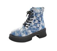 Bottes et Bottines Femme Botte de Combat Hiver Chaud Bottes De Cowboy Vintage Pas Cher Botte à Lacets pour Femme Tendance Marche Chaussures Occidentales Classiques Boots Décontractées à la Mode