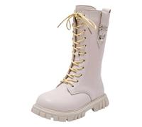 Bottes et Bottines Fille de Cowboy à Lacets Botte de Combat Punk Gothique Bottine avec Fermeture Éclair Confortables à Bout Rond Mode Chaussures Enfants Chaudes Bottes d'équitation Déguisement 27-37