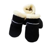 Bottes Et Chaussons pour Chiens,Chausson Chien Chaussures imperméables et Chaudes for Animaux de Compagnie, Bottes Neige antidérapantes for Petites Races, Chiots, Chats, 4 pièces(Black,S)
