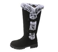 Bottes européennes et américaines d'automne et d'hiver en velours épais rembourré talon épais tête ronde manches hautes bottes femmes hiver chaud tricoté botte manchette chaussette, Noir , 39.5 EU