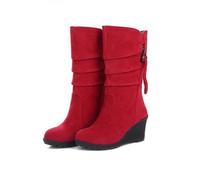 Bottes Femme Automne Hiver Chaud Outdoor Loisirs Scolaire - FUNMOON - Rouge 34