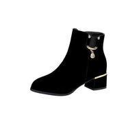 Bottes Femme avec Talon Large Bas Botte Antidérapant Légères Chaussure de Travail pour l'extérieur Mode Confortables Botte de Randonnée Marche Montange Jardin Chaussures Courtes d'hiver
