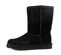 Bottes Femme Bearpaw ELLE SHORT en Daim-Nubuck Noir à Lacets - Plat - Basse