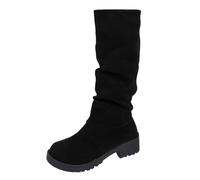 Bottes Femme Bottes Chaudes Femme Botte Haute Caoutchouc Chaussure Confortable Fourrée Hiver Bottines Pieds Larges Fourrées Cuissardes Cavalieres Mollet Large Talon Bottine Cowboy Et Boots,42
