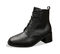 Bottes Femme Bottines Mi-Mollet Cuir Lacets Style Décontracté Chaussures Montantes Hiver Confortables Fermeture Latérale Mode Casual Automne Ville
