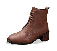 Bottes Femme Bottines Mi-Mollet Cuir Lacets Style Décontracté Chaussures Montantes Hiver Confortables Fermeture Latérale Mode Casual Automne Ville