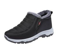 Bottes Femme Confortable 42 Bottines Homme Botte Mode hiver femmes bottes de neige plat antidérapant bout rond couleur unie en peluche chaud et Bottines Chaussettes Femme Bottillon Femme (Black, 41)