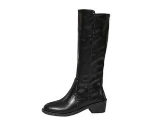 Bottes Femme Courtes Bottines Décontractées Talon Épais Couleur Unie Chaussures Mode Cheville Confortables Fermeture Zip Latérale Style Casual Automne Hiver