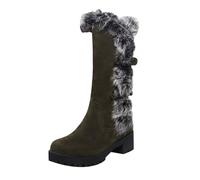 Bottes Femme Daim Talon Bloc Grande Pointure Bottines Fourrées Femme Remonte Bottine Hiver Moumoute 2025 Nouveau Botte avec Sangle De Boucle Boot Chic Et Polyvalent Botte De Neige Chaussure