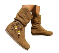 Bottes Femme en Daim, Bottines Classiques à Talon Compensé, Style Western Cowboy, Confortables et Élégantes pour Automne et Hiver, Zip Latéral Facile à Enfiler, Idéales pour un Look Casual ou Chic