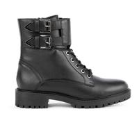 Bottes Femme Geox D Hoara en Cuir Noir - Hauteur de Tige Moyenne - Semelles Respirantes et Imperméables 36