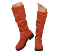 Bottes Femme Hautes en Daim, Bottes de Mode à Talon Bloc Confortable, Chaussures Femmes Bottines Stylées pour Allure Chic au Quotidien, Mariage, Sorties, Design Moderne et Robuste