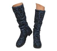 Bottes Femme Hautes en Daim, Bottes de Mode à Talon Bloc Confortable, Chaussures Femmes Bottines Stylées pour Allure Chic au Quotidien, Mariage, Sorties, Design Moderne et Robuste