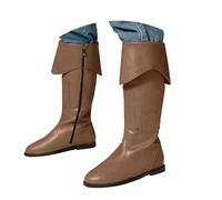 Bottes Femme Hautes en Daim, Bottines à Talons Bas Confortables avec Boucle et Zip Latéral, Chaussures de Mode pour Automne et Hiver, Style Casual ou Chic Idéales pour Sorties et Travail