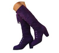 Bottes Femme Hiver, Bottes Mi-Mollet à Lacets Talon Carré en Cuir Simili Daim, Chaudes et Confortables, Idéales pour la Vie Quotidienne, Design Stylé et Pratique avec Haute Tenue de Chaudure