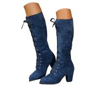 Bottes Femme Hiver, Bottes Mi-Mollet à Lacets Talon Carré en Cuir Simili Daim, Chaudes et Confortables, Idéales pour la Vie Quotidienne, Design Stylé et Pratique avec Haute Tenue de Chaudure