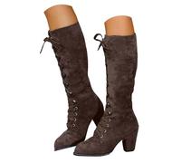 Bottes Femme Hiver, Bottes Mi-Mollet à Lacets Talon Carré en Cuir Simili Daim, Chaudes et Confortables, Idéales pour la Vie Quotidienne, Design Stylé et Pratique avec Haute Tenue de Chaudure