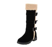 Bottes Femme Hiver, Chic Chaude Confort Antidérapant Fourrées Imperméables Botte de Neige, Bottes à Boucle Tendance, Chaussures Hiver imperméable Chaudes, pour un Look Décontracté et Élégant